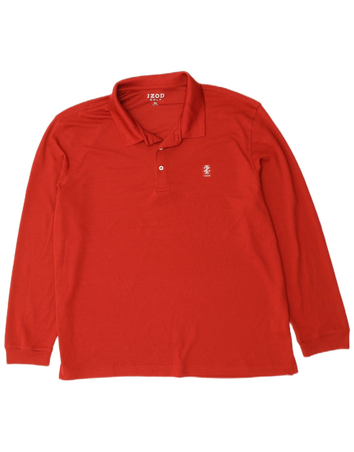 Camisa polo masculina de manga comprida IZOD 2XL poliéster vermelho