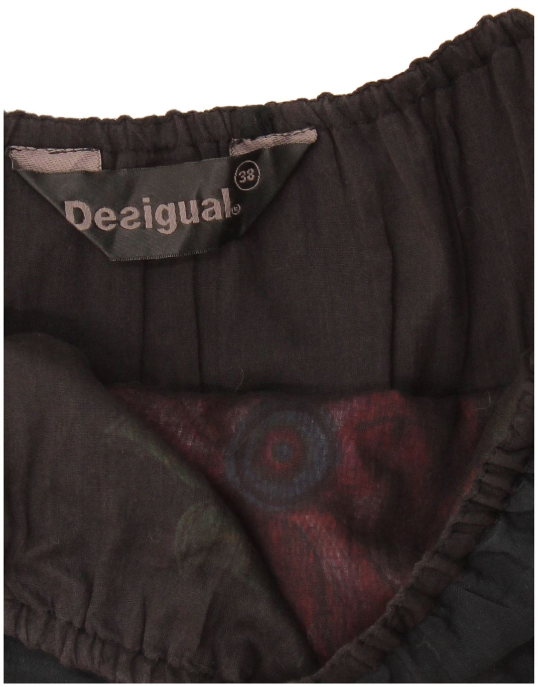 DESIGUAL Vestido feminino estampado sem alças bolha UE 38 médio preto floral