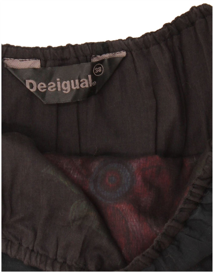 DESIGUAL Vestido feminino estampado sem alças bolha UE 38 médio preto floral