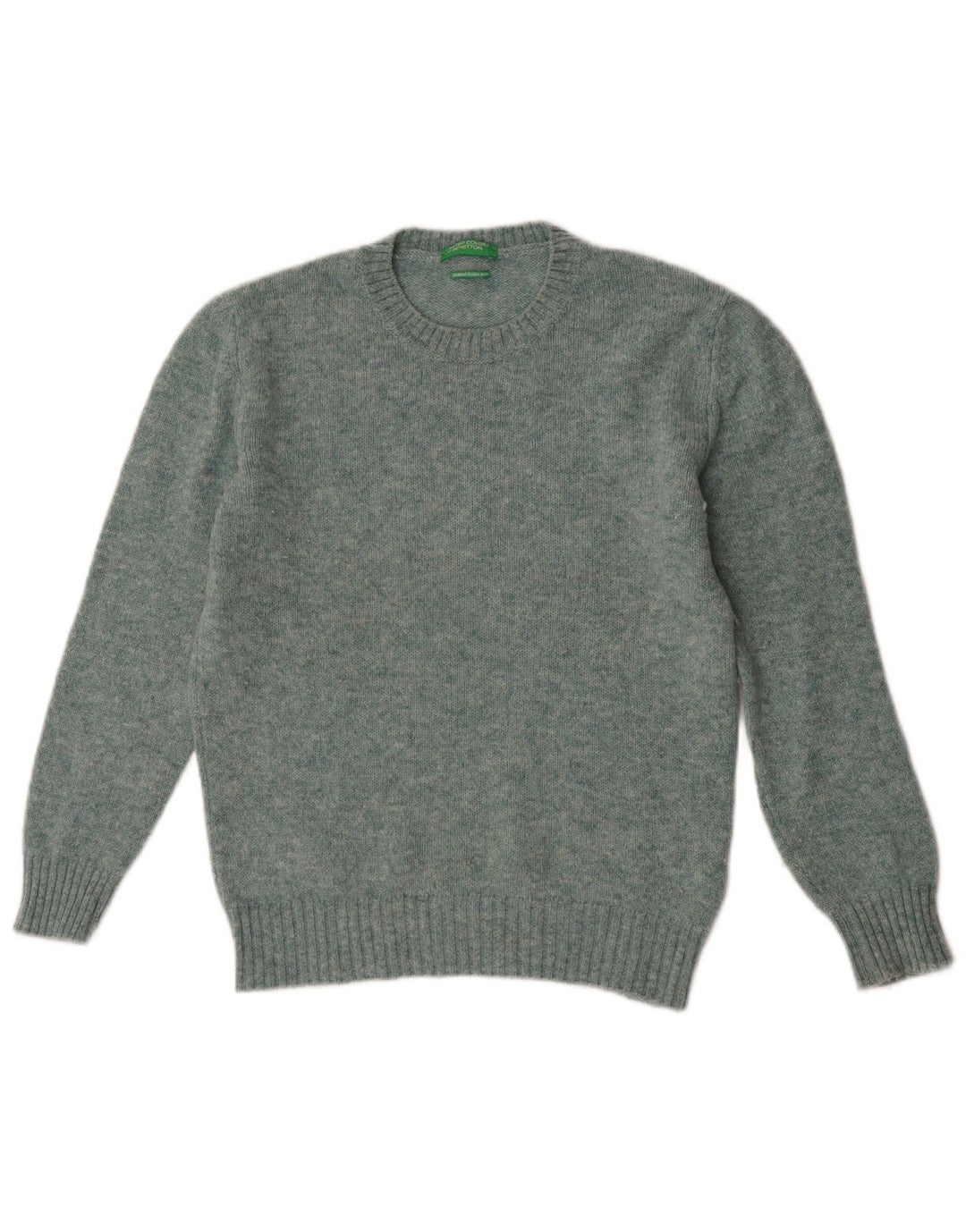 Suéter feminino Benetton com gola redonda Reino Unido 14 lã verde médio