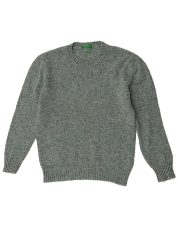 Suéter feminino Benetton com gola redonda Reino Unido 14 lã verde médio