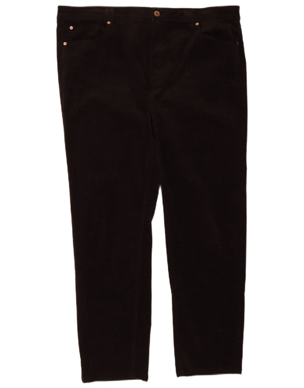 Calça feminina reta de veludo Marks & Spencer UK 22 3XL W40 L30 marrom