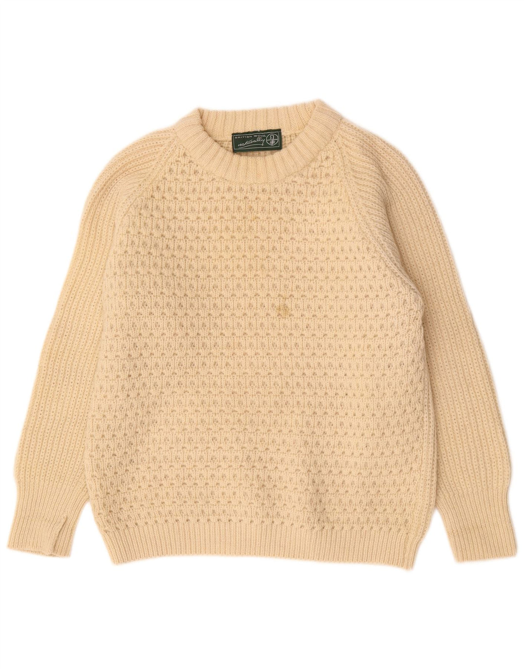 Suéter masculino vintage com gola canoa grande de lã bege