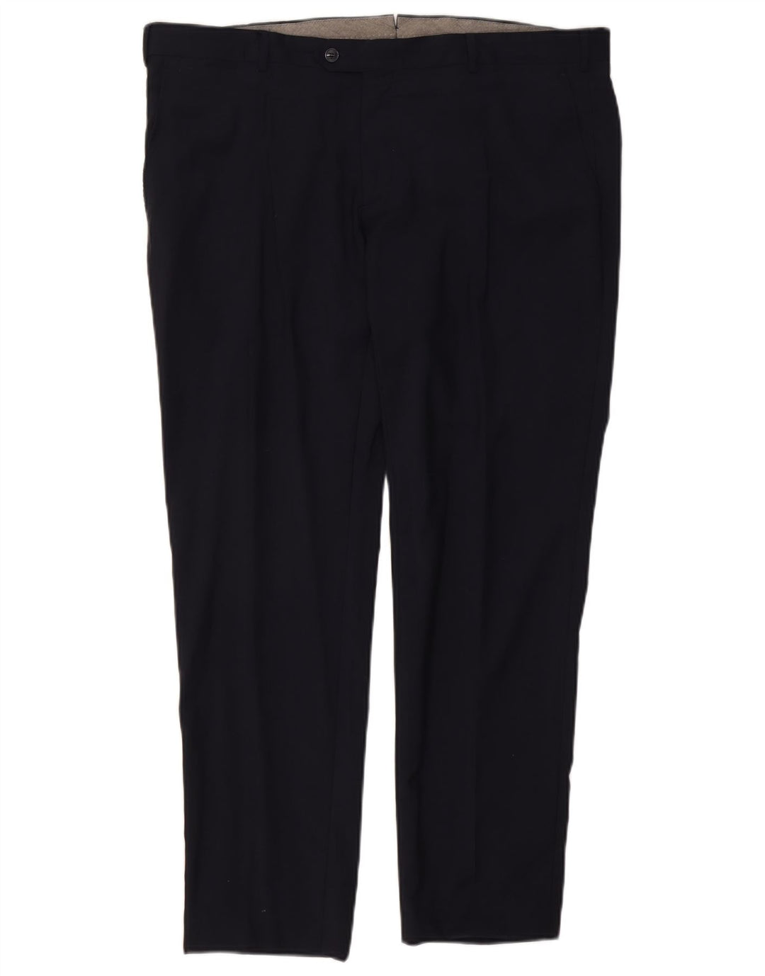 Calça de terno slim masculina vintage W40 L30 azul marinho