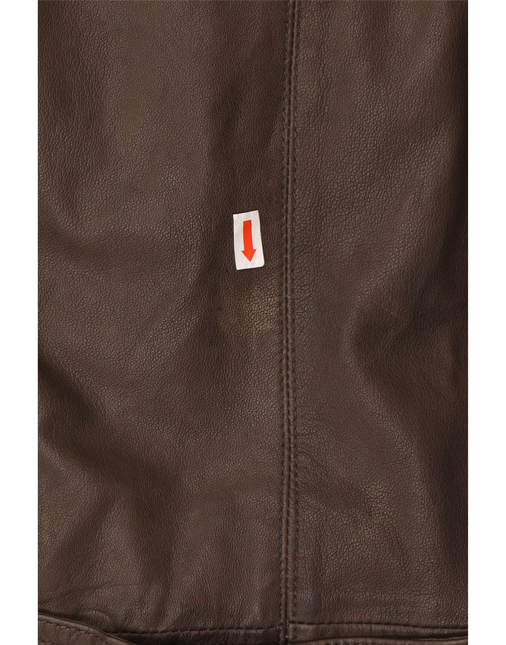 Casaco de couro militar feminino ALBA MODA UK 20 2XL couro marrom