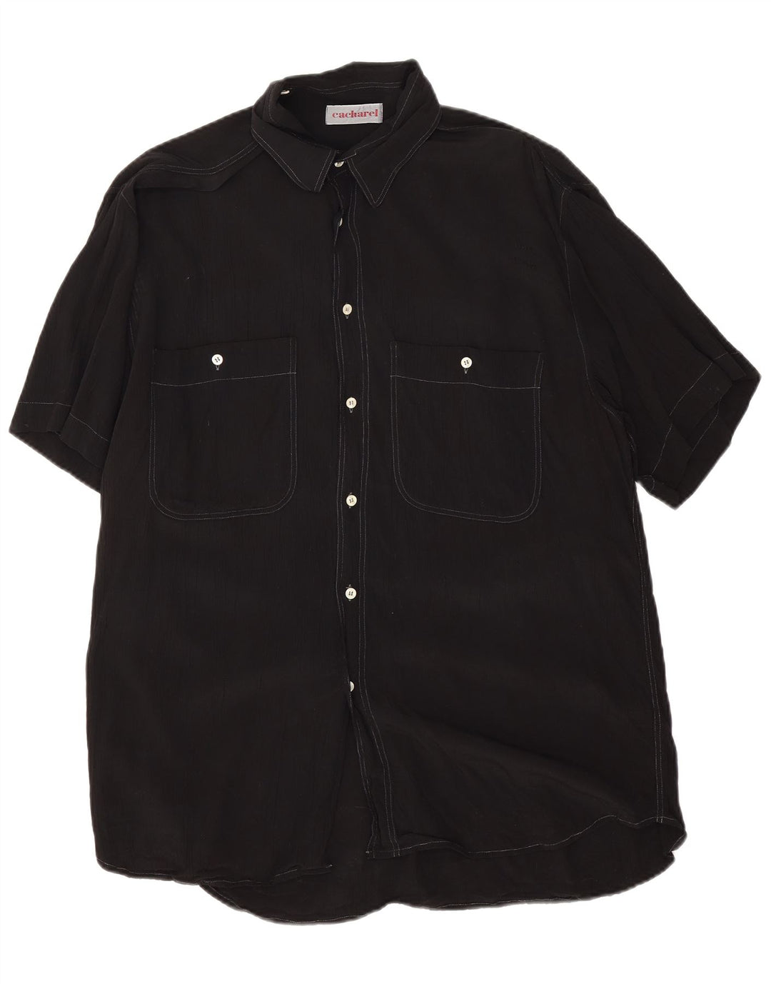 Cacharel Camisa masculina alta de manga curta XL preta