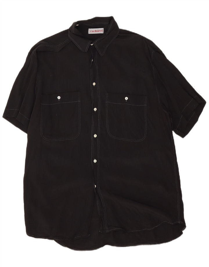 Cacharel Camisa masculina alta de manga curta XL preta