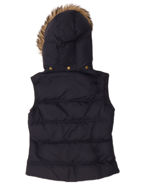 Colete acolchoado com capuz feminino Joules UK 8 pequeno azul marinho