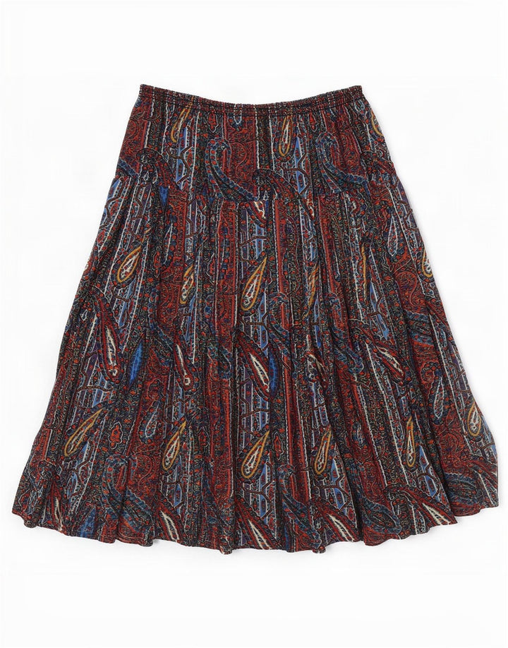 Saia plissada feminina vintage W34 grande paisley multicolorida