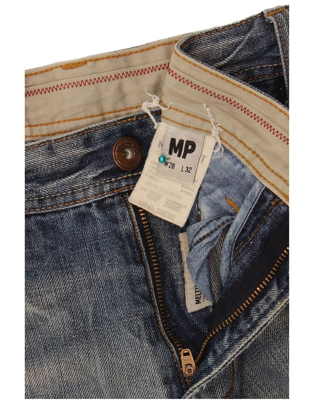 Meltin' Pot Jeans masculino desgastado slim W28 L32 algodão azul
