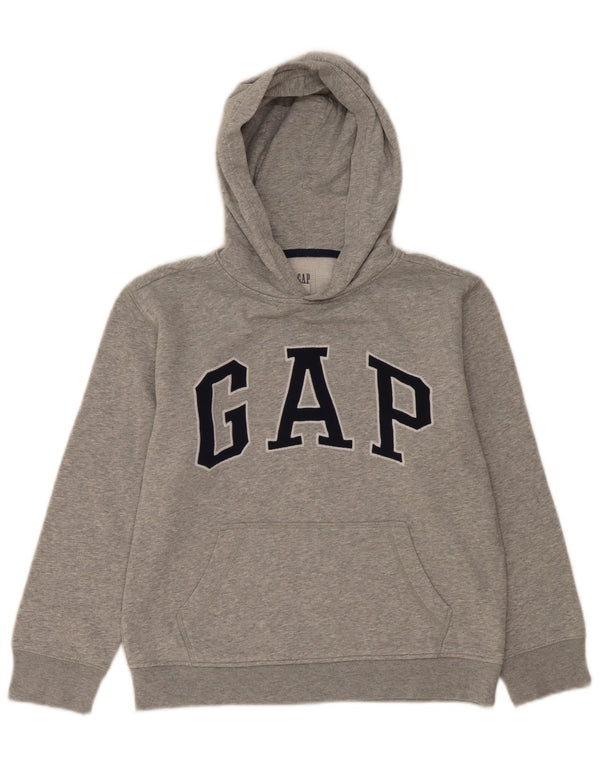 Suéter com capuz gráfico feminino Gap 11-12 anos XL algodão manchado cinza