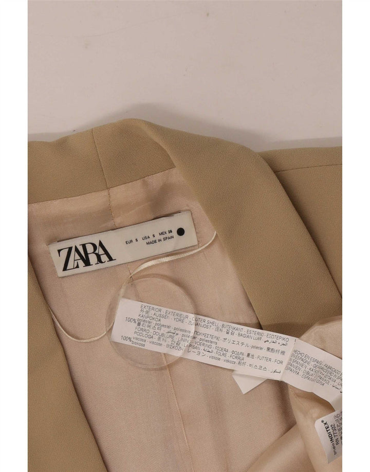 Zara Jaqueta blazer feminina oversized manga 3/4 aberta Reino Unido 10 pequena bege