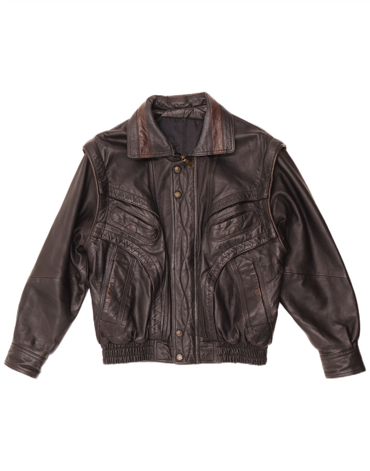 Jaqueta de couro masculina vintage UK 38 média preta