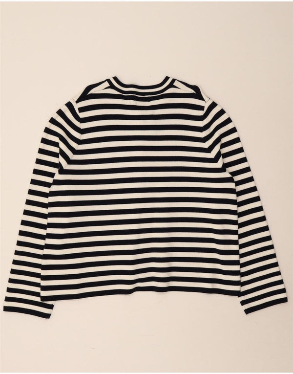 Suéter feminino Joules Crop Cardigan Reino Unido 18 XL azul marinho listrado algodão