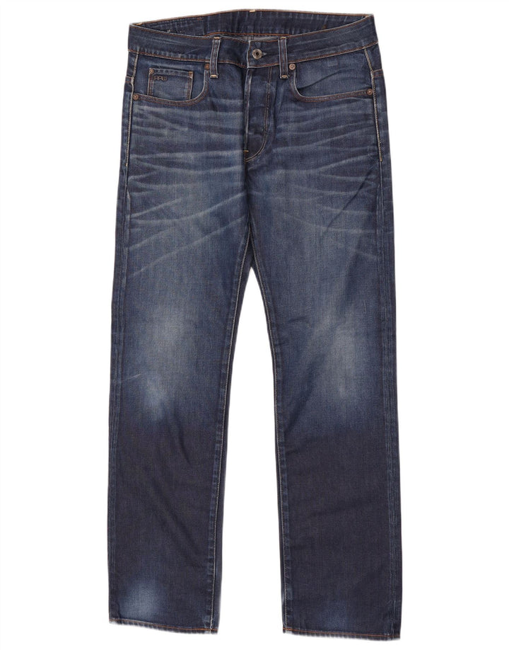 G-Star masculino 3301 jeans reto W32 L30 algodão azul