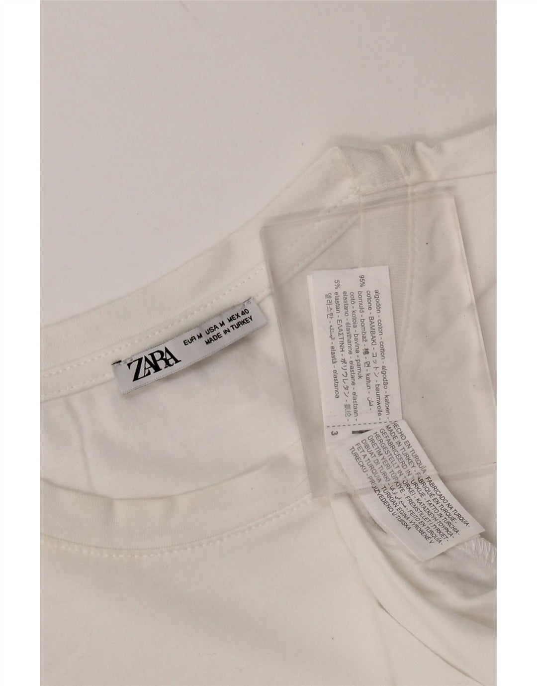 Zara Top masculino manga longa médio algodão branco
