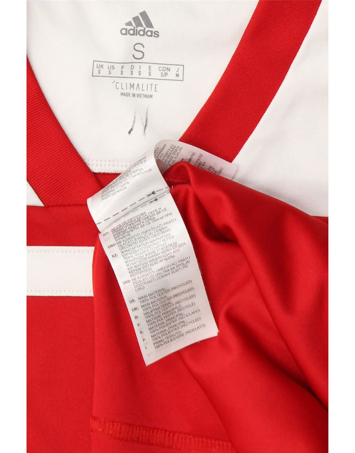 Adidas Mens Climalite Camiseta Top Pequeno Poliéster Colorblock Vermelho