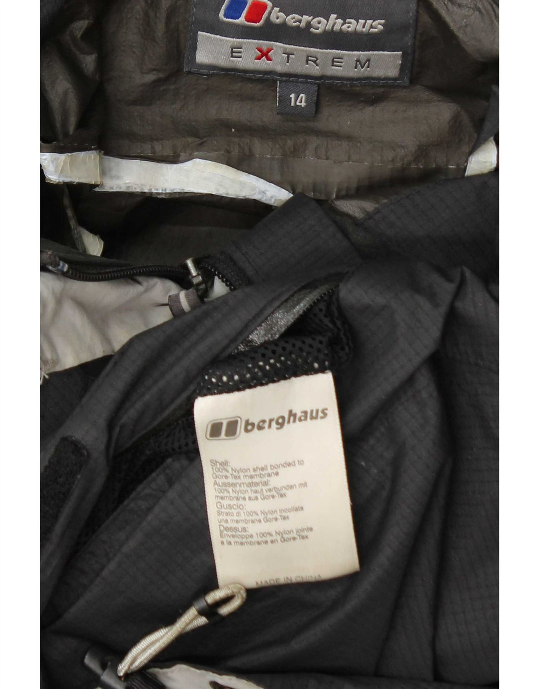 Jaqueta de chuva feminina com capuz Berghaus UK 14 grande cinza nylon