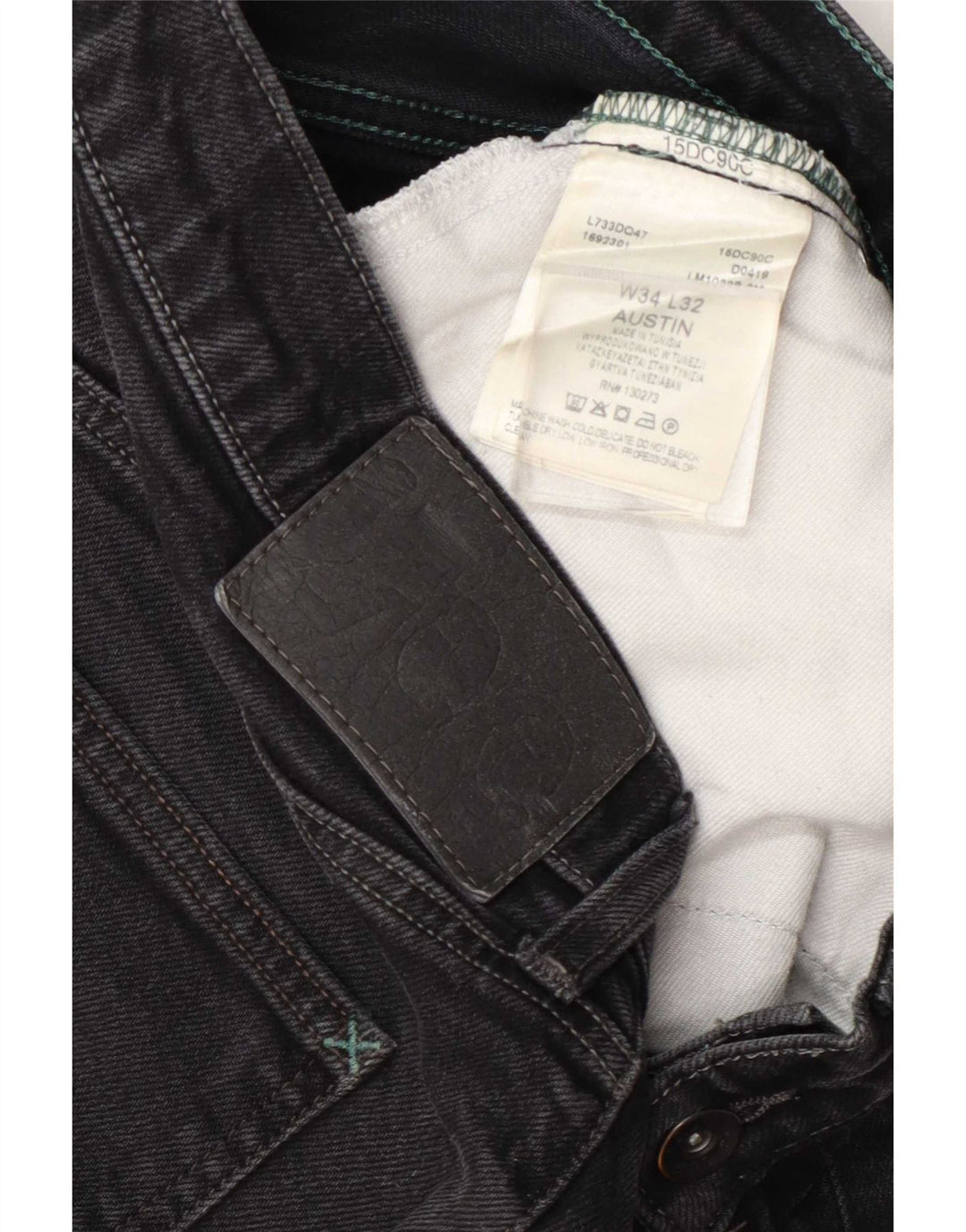 Lee Mens Austin Tapered Jeans W34 L32 Algodão Preto