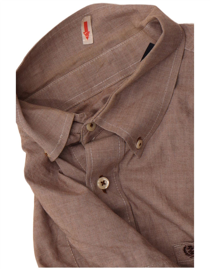 Camisa masculina Izod de algodão marrom médio