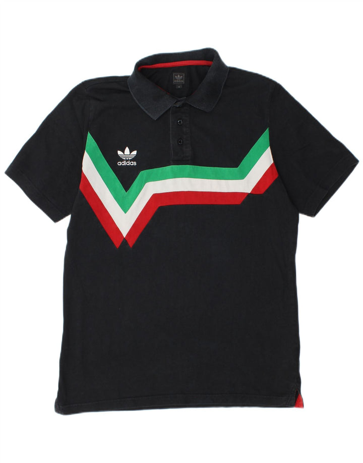 Camisa polo masculina Adidas médio preto colorblock algodão