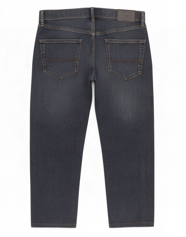 Calça jeans masculina Marks & Spencer de cintura alta cortada W34 L23 algodão azul marinho