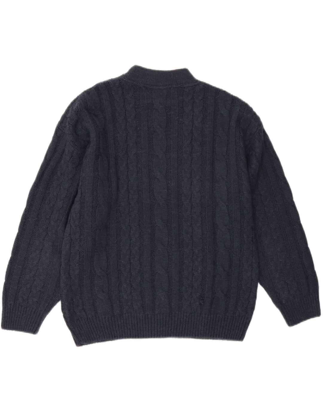 Suéter feminino VINTAGE com gola redonda UK 18 XL azul marinho acrílico