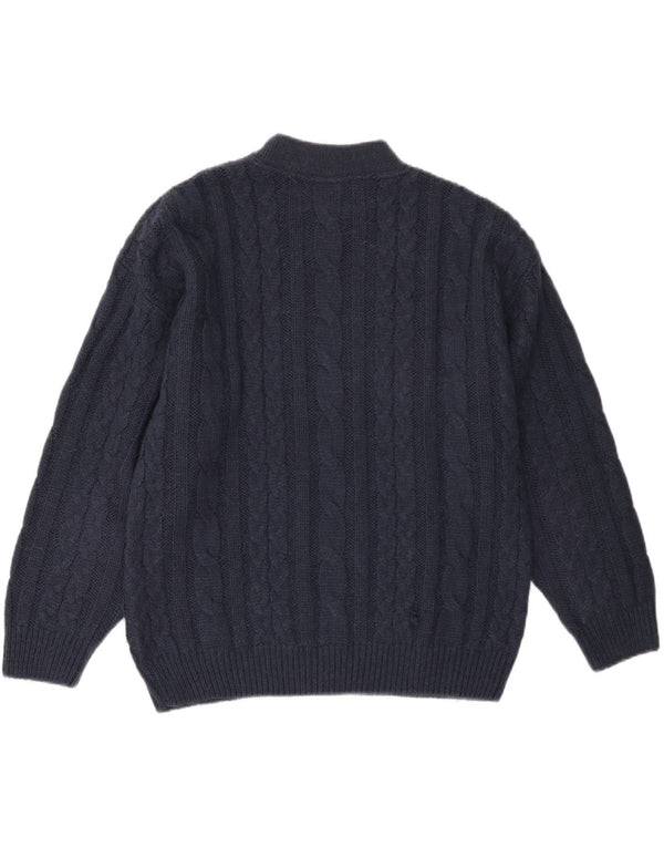 Suéter feminino VINTAGE com gola redonda UK 18 XL azul marinho acrílico