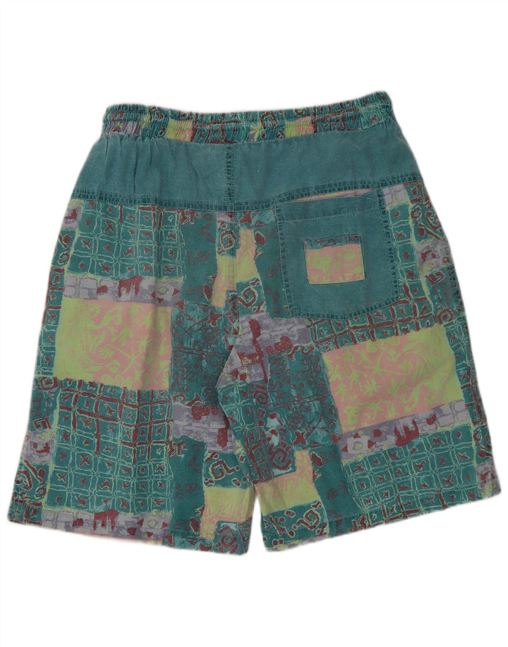 Shorts casuais gráficos masculinos vintage XL W32 algodão patchwork verde