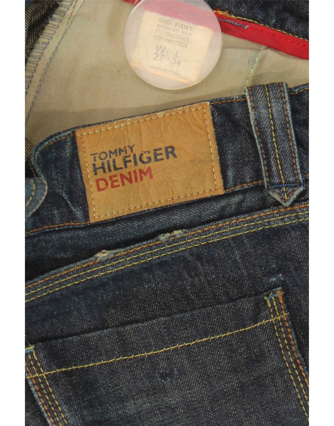 Jeans retos femininos Tommy Hilfiger W27 L34 algodão azul