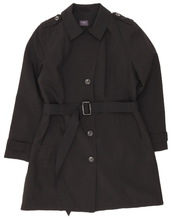 Casaco impermeável feminino Marks & Spencer Reino Unido 16 grande poliéster preto