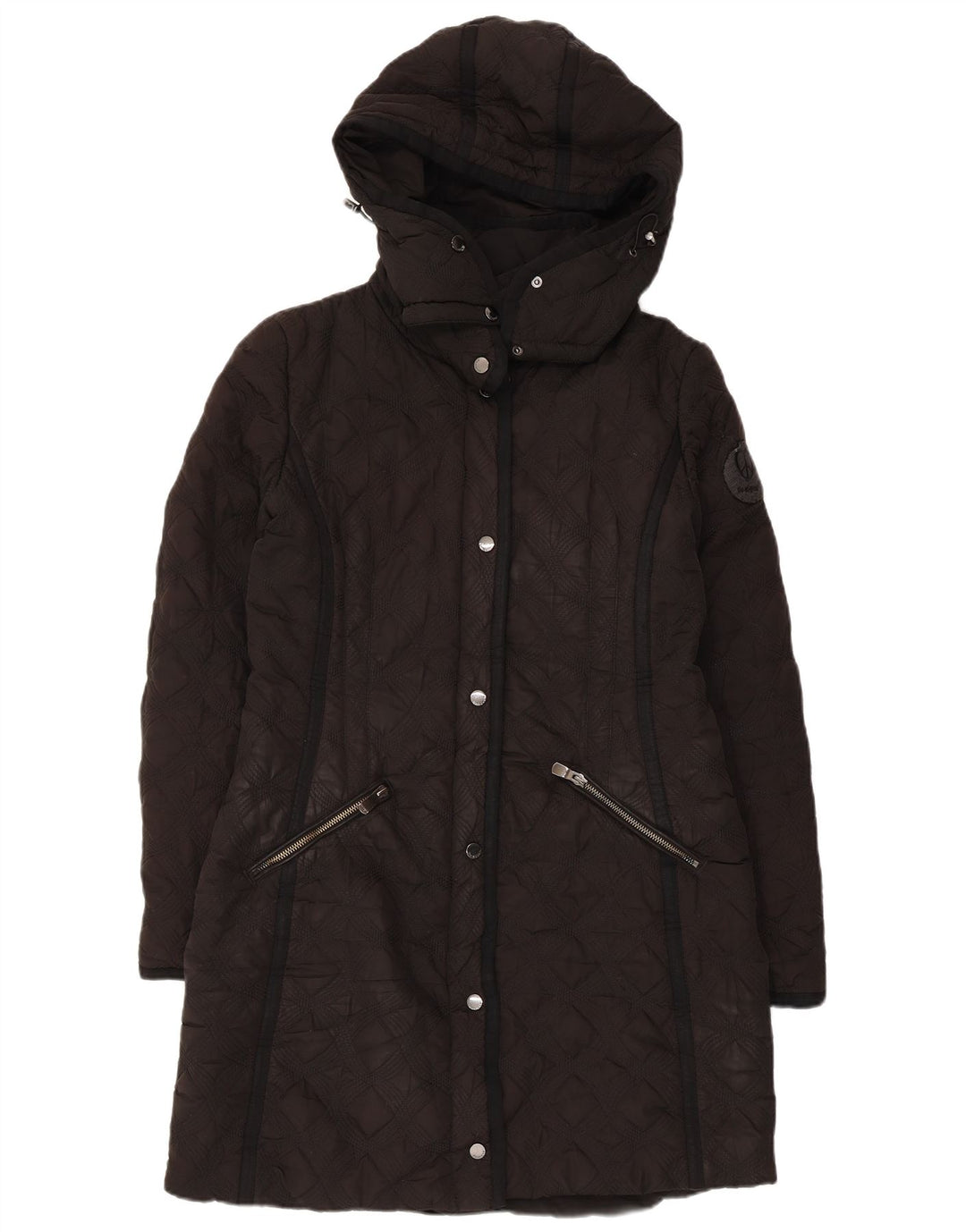 Casaco feminino acolchoado com capuz Desigual EU 44 XL preto poliéster