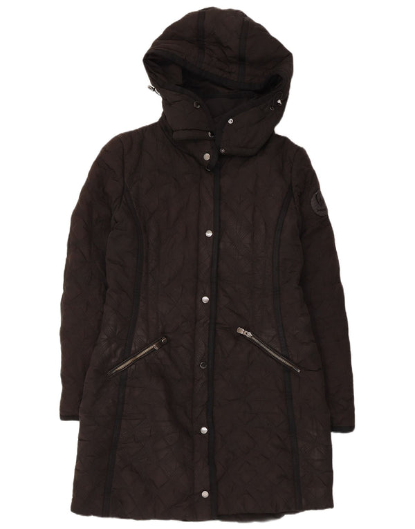 Casaco feminino acolchoado com capuz Desigual EU 44 XL preto poliéster