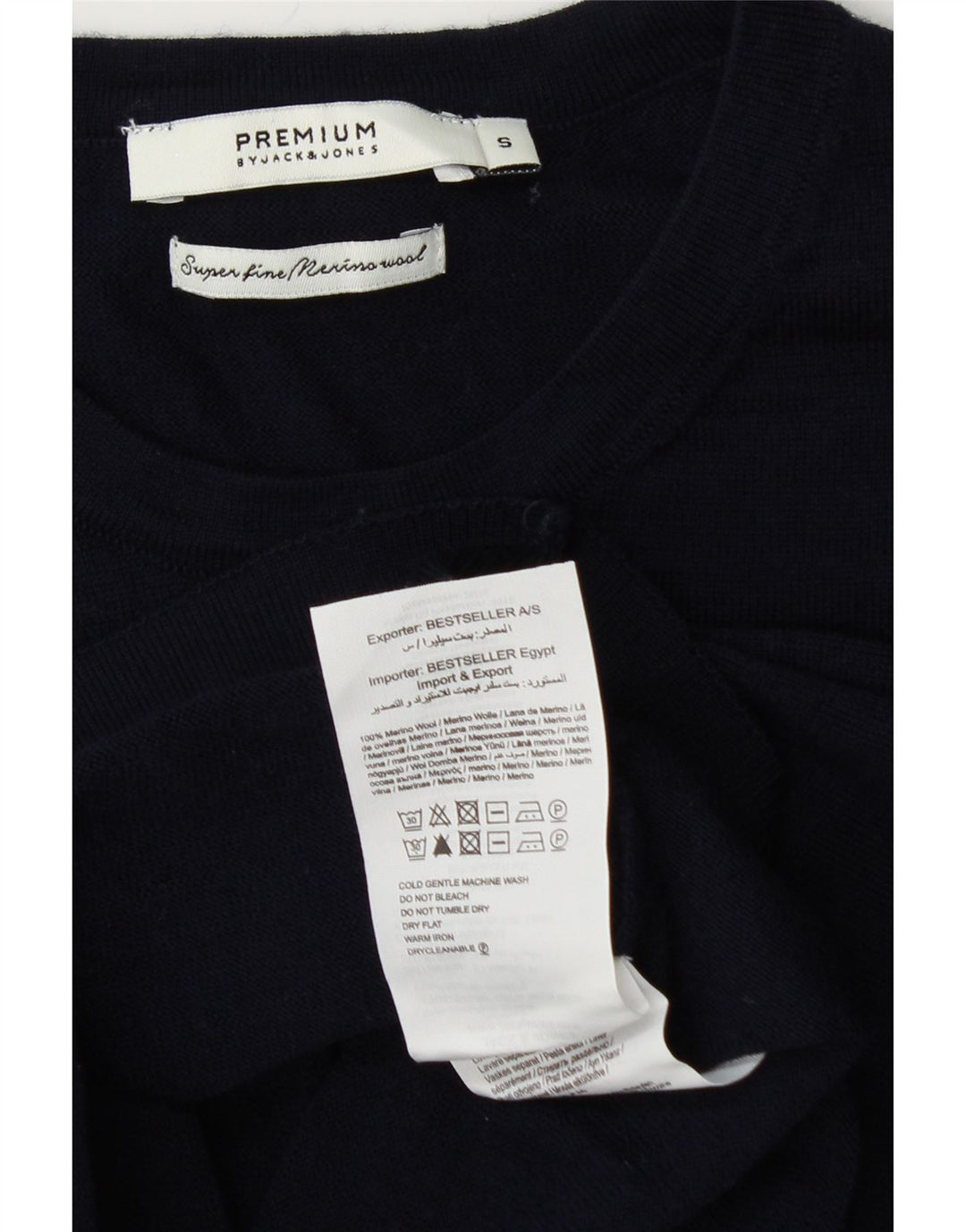 JACK & JONES Suéter masculino com gola redonda, pequeno, azul marinho, lã