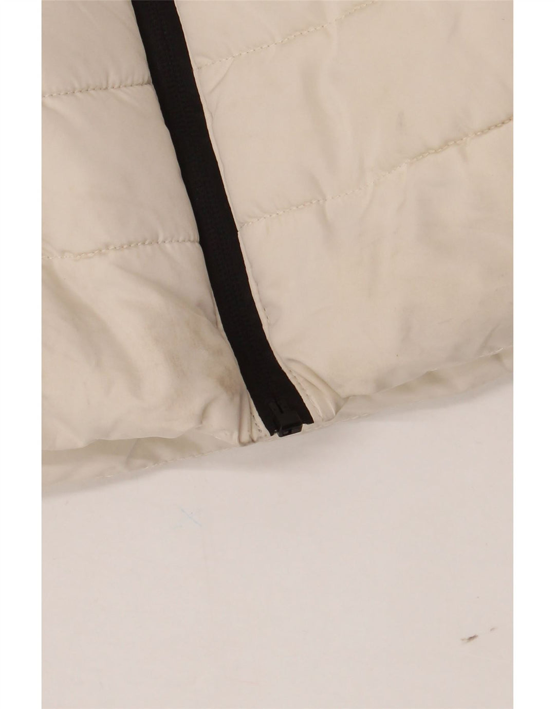 Colete acolchoado com capuz feminino Zara UK 14 grande poliéster branco