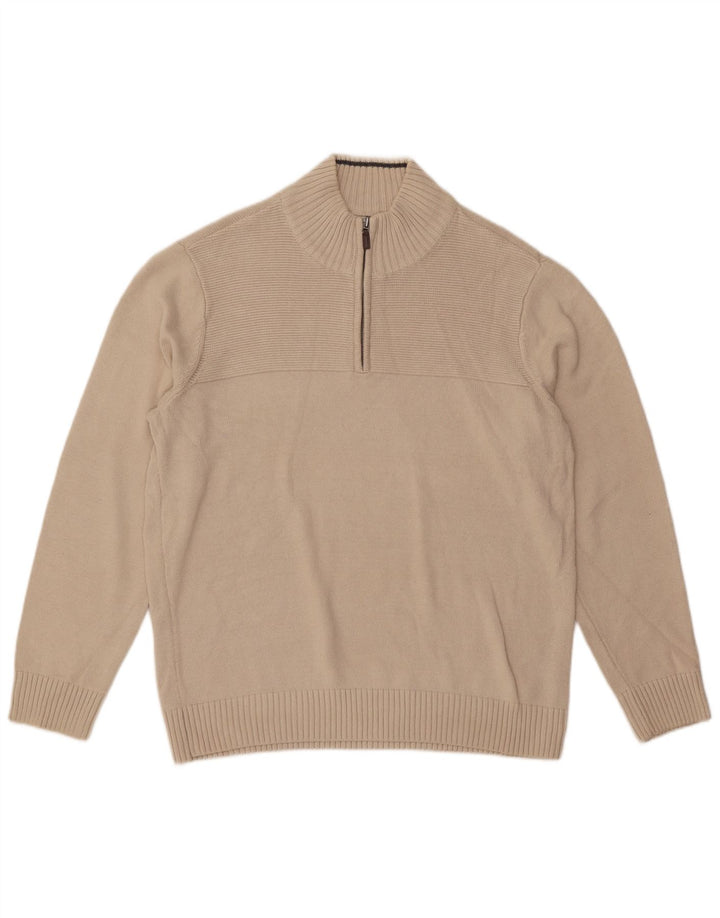 Suéter masculino Dockers com zíper e gola alta de algodão branco