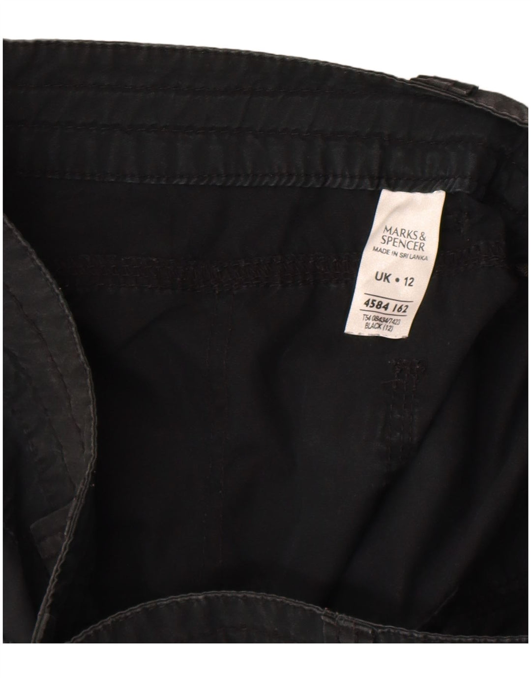 Shorts casuais femininos Marks & Spencer UK 12 médio W31 algodão preto