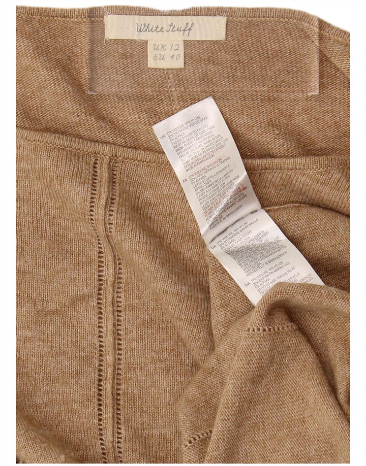 WHITE STUFF Suéter feminino com gola canoa Reino Unido 12 viscose bege médio