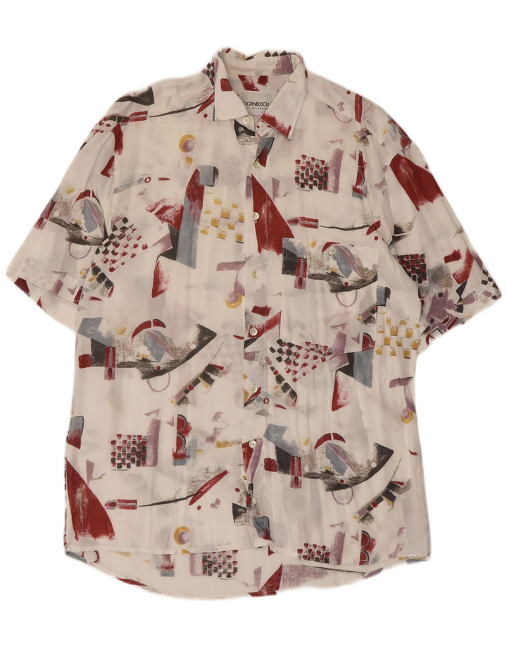 Camisa masculina de manga curta Dornbusch tamanho 39/40 médio branco geométrico