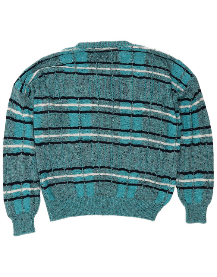Suéter masculino Les Jacquelines com gola redonda IT 52 listrado azul grande