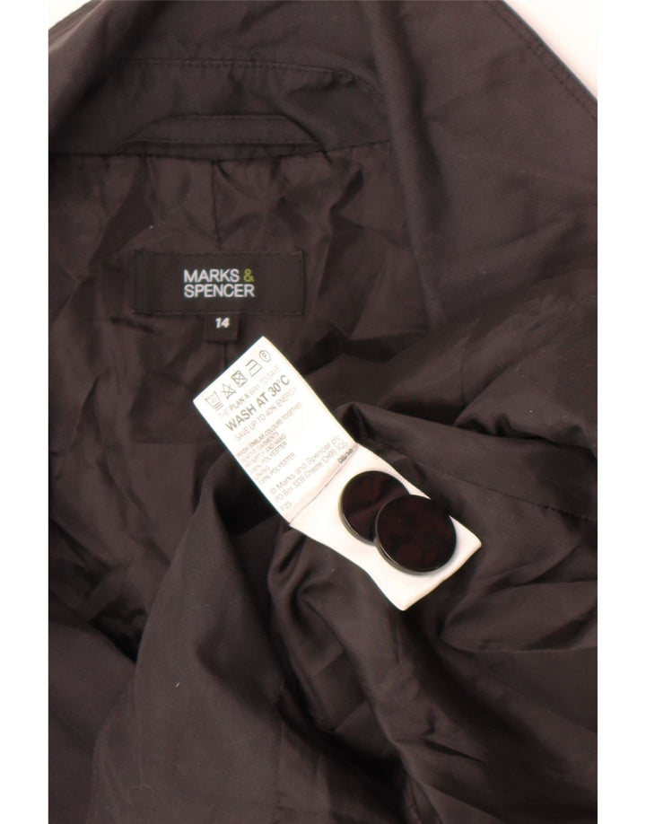 Casaco impermeável feminino Marks & Spencer Reino Unido 14 grande poliéster preto