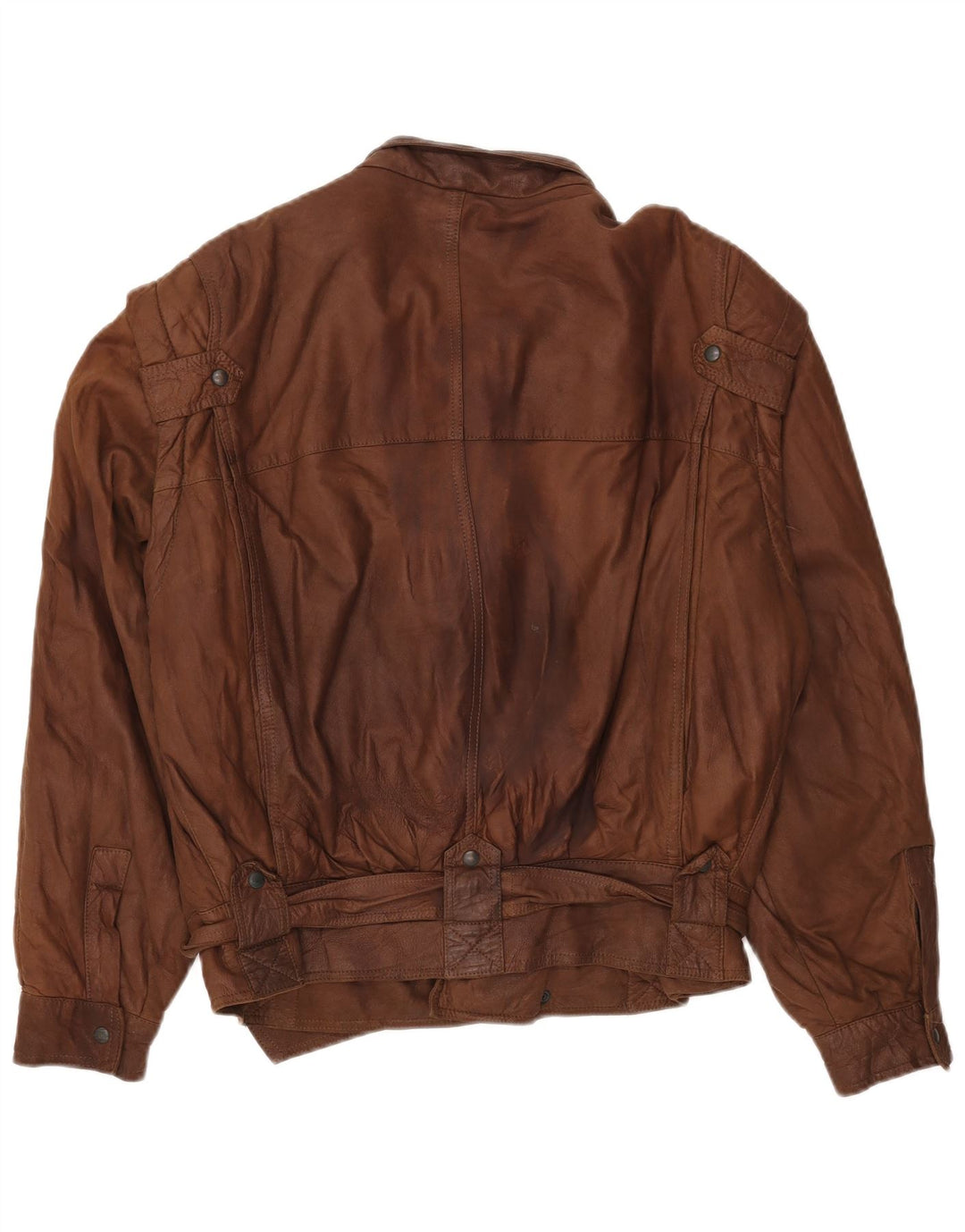 Jaqueta de couro vintage masculina solta IT 48 couro marrom médio