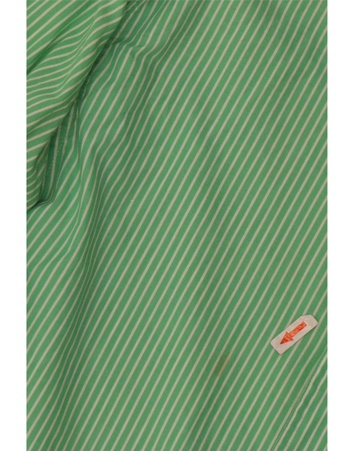 Camisa masculina fácil de cuidar da Chaps, algodão listrado verde grande