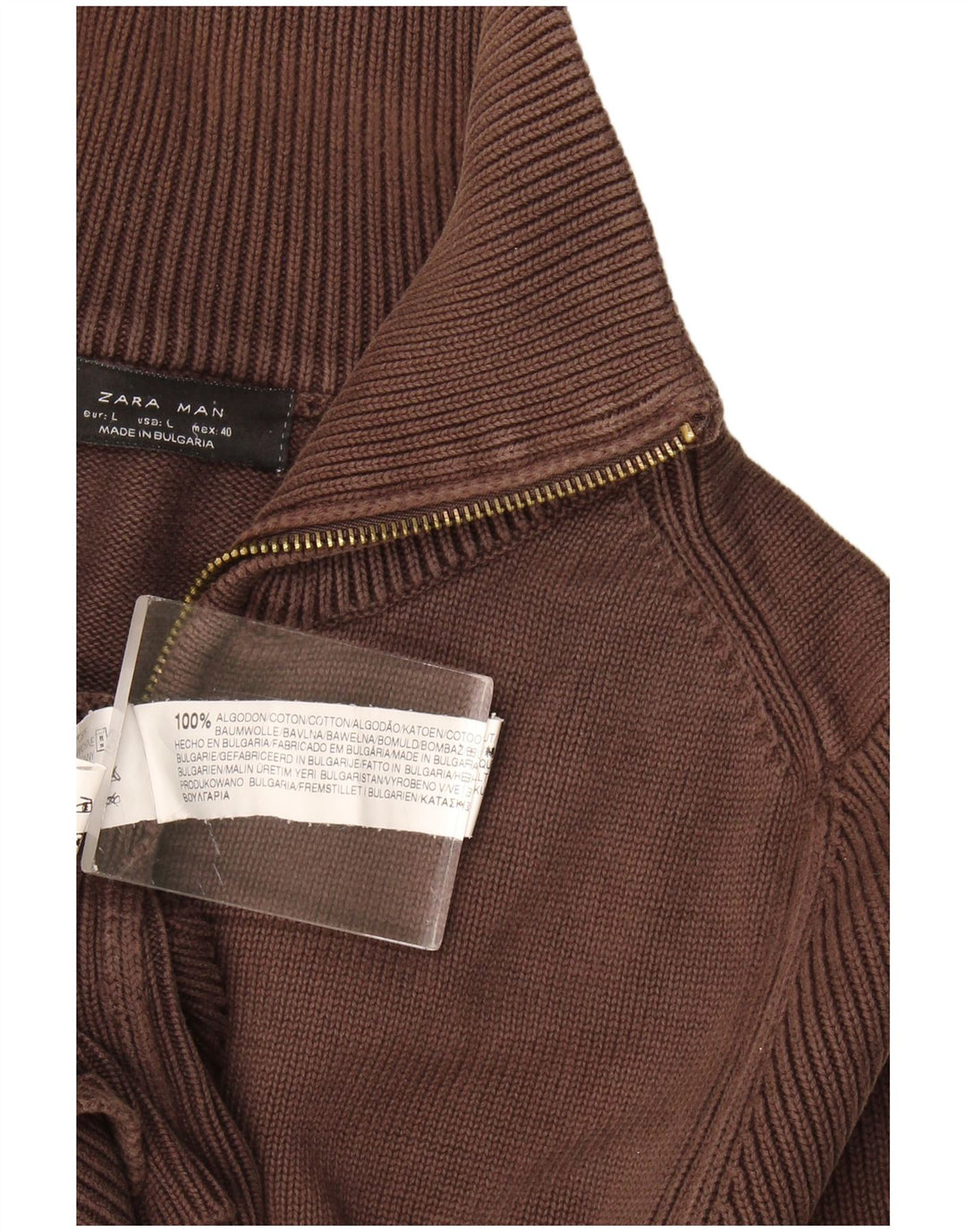Suéter cardigã masculino Zara grande algodão marrom