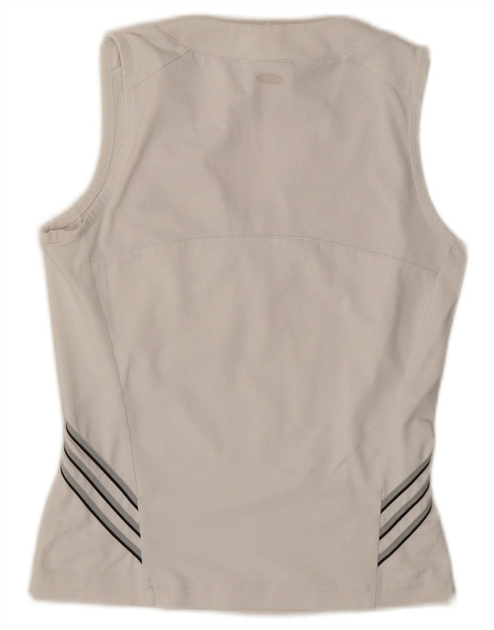 ADIDAS Womens Vest Top UK 10 Pequeno Poliéster Branco