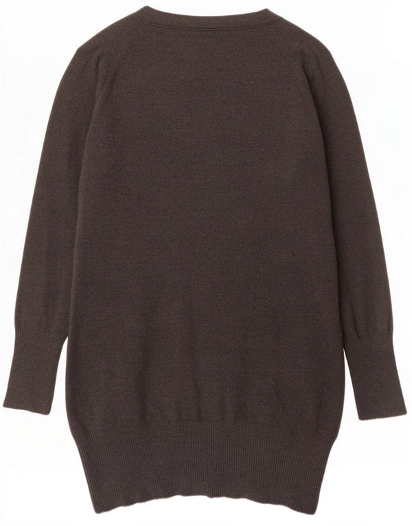 Suéter cardigã feminino Zara Longline Reino Unido 16 grande algodão cinza