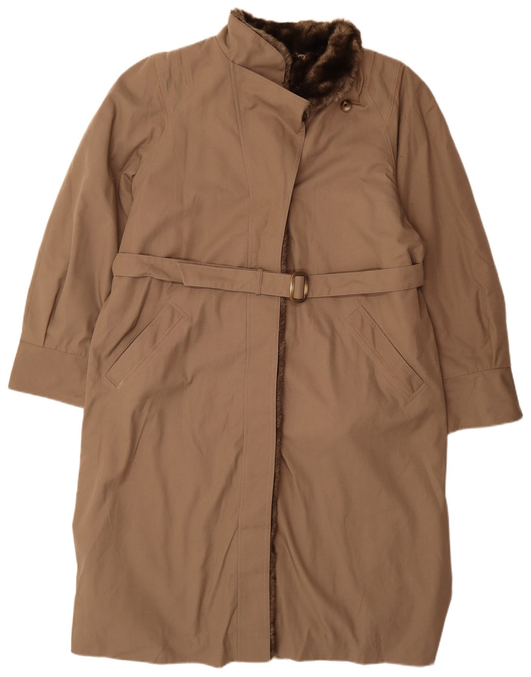 Sobretudo feminino Sherpa Diolen UK 16 grande poliéster marrom
