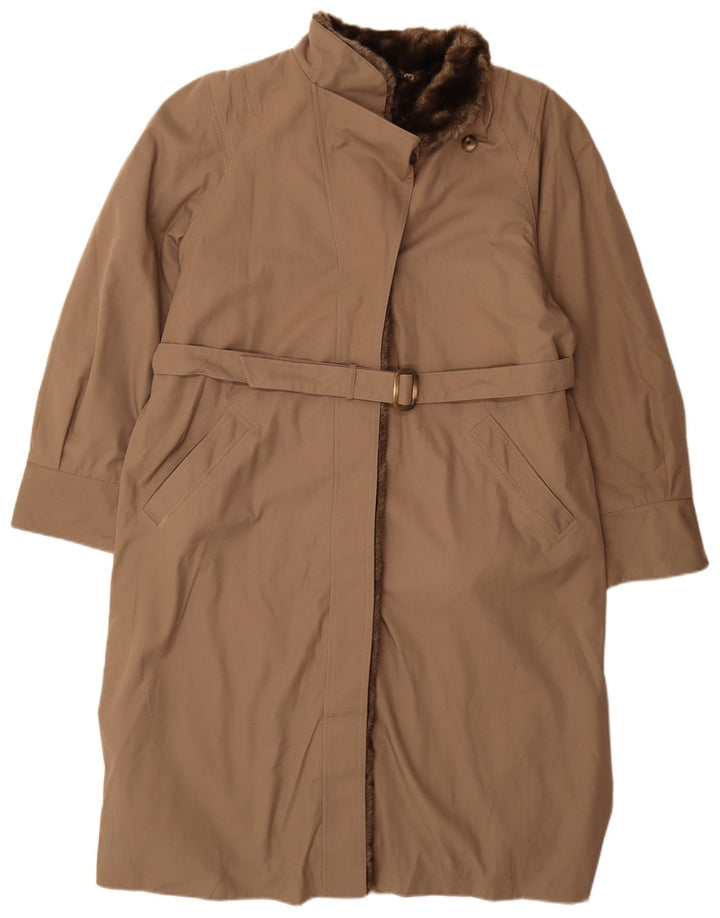 Sobretudo feminino Sherpa Diolen UK 16 grande poliéster marrom