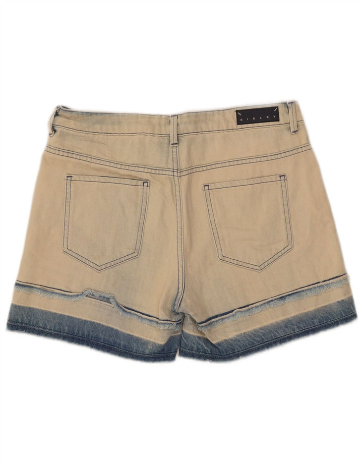 Shorts jeans feminino Sisley W28 algodão bege médio