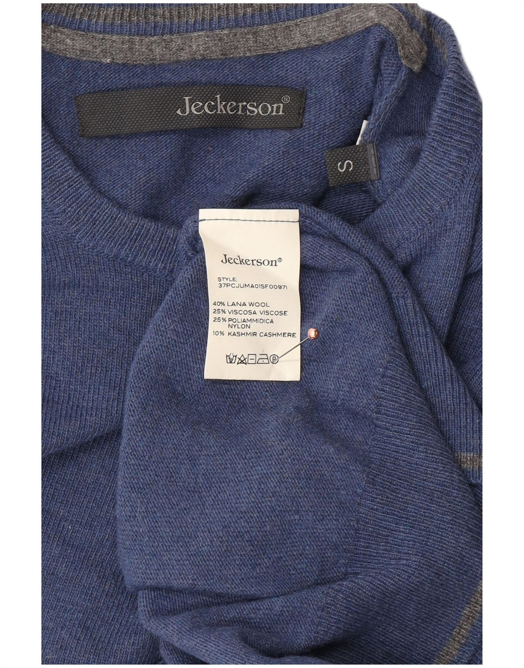 JECKERSON Suéter masculino com gola redonda pequeno azul